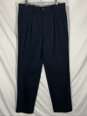 Denver Hayes Men’s Never Iron Chinos Khakis NWT 32x32 Navy Blue 100% Cotton
